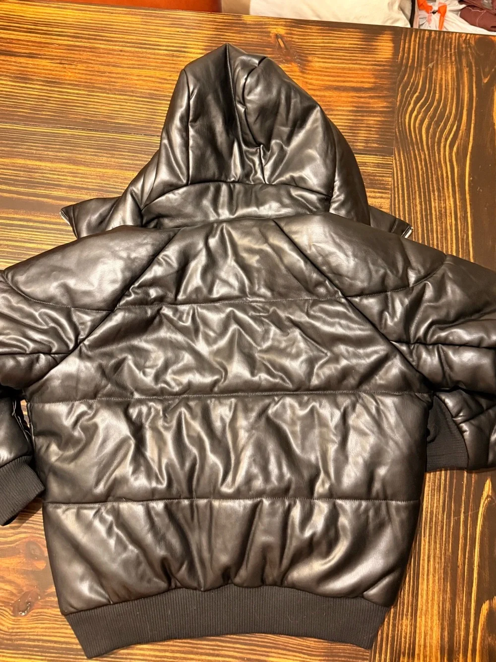 ALO Yoga Faux Leather Boss Puffer Jacket Black Size M